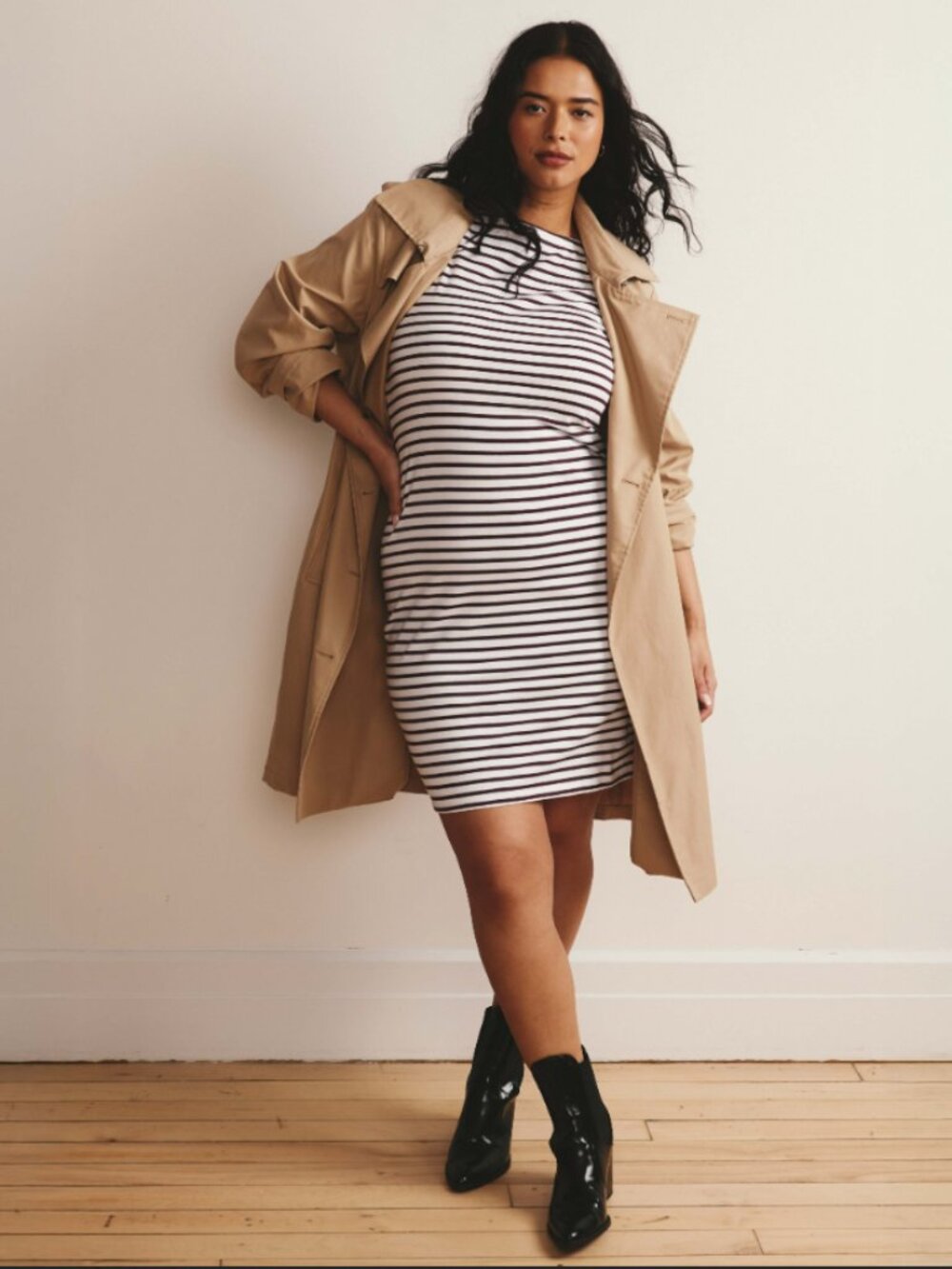 NWT Universal Standard Belle Breton Stripe Jersey Dress - White/Gamay Stripe SM